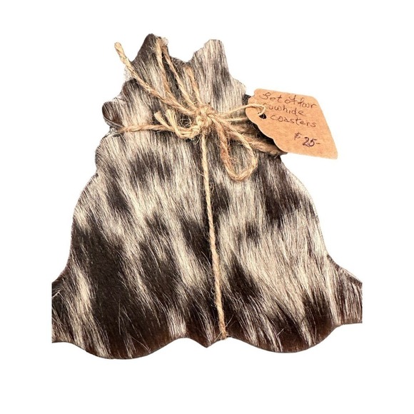 Real Cowhide Coasters 4pk - Picture 7 of 7